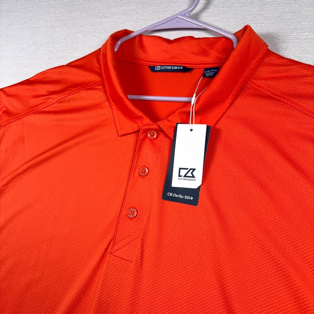 Cutter & Buck Prospect Eco Textured Polo Shirt Mens 3XB College Orange Stretch